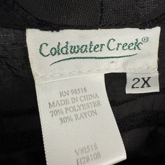 Coldwater Creek 2X Black Crepe Velvet Burnout Stripe Button Up Tunic Boxy Artsy - Picture 8 of 9